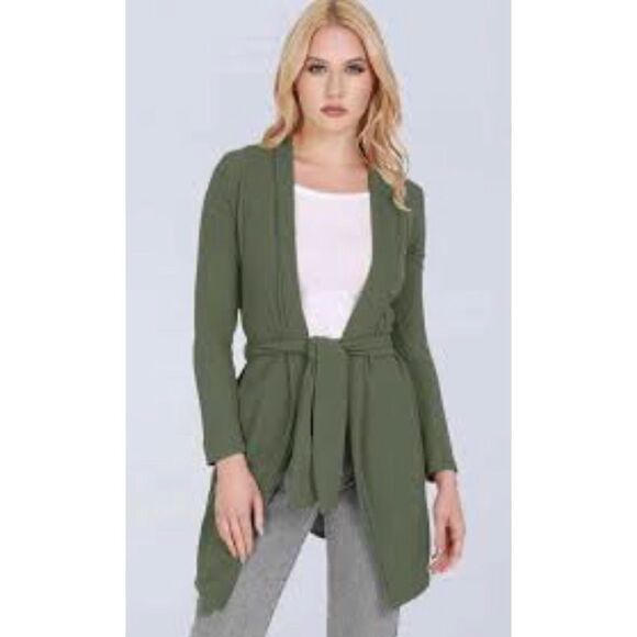 Express Ribbed Knit Green Open Cardigan Sz M - Picture 1 of 9